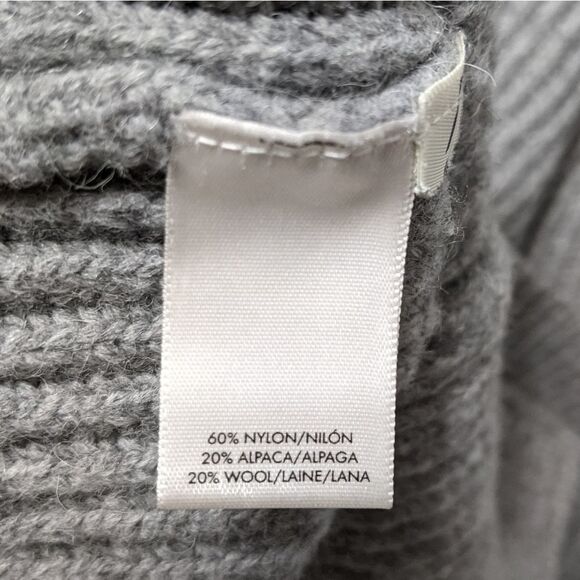 ANN TAYLOR Gray Ribbed Wrap Knit Wool Alpaca Jumper Sweater M - Picture 6 of 7